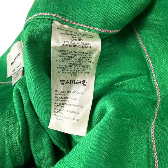 MAEVE The Colette Linen Blend Crop Wide-Leg Trouser Pants Women Size 28 Green - Picture 6 of 8